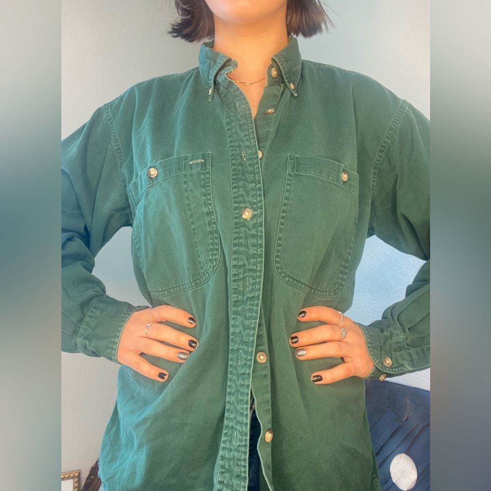 Forest Green Button down Top.